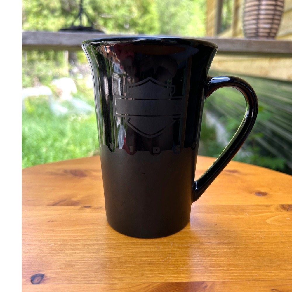 Harley-Davidson Bar & Shield Coffee Mug Black Matte Glossy Finish Ceramic 6 Inch